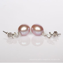 Silver 8-9mm Lavender Freshwater Pearl Earrings (ER1420)